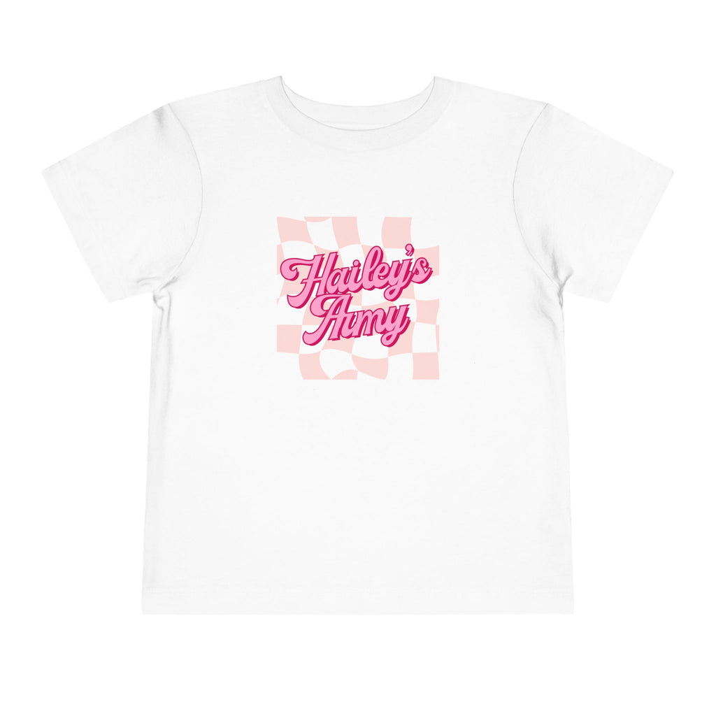 Hailey's Army Pink/Blue Retro Checkerboard Tee - TODDLER