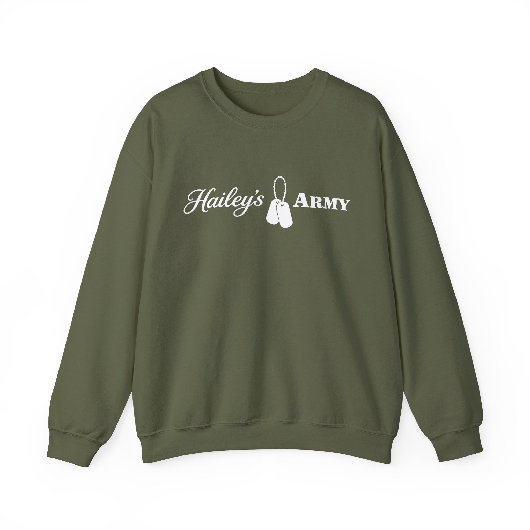 Hailey’s Army Dog Tag Crewneck Sweatshirt