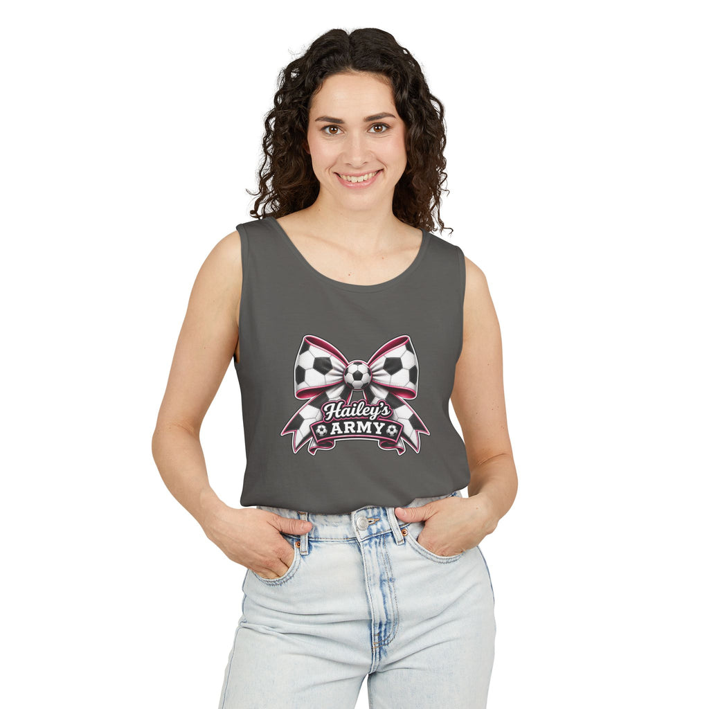 Hailey's Army Soccer Bow Tank