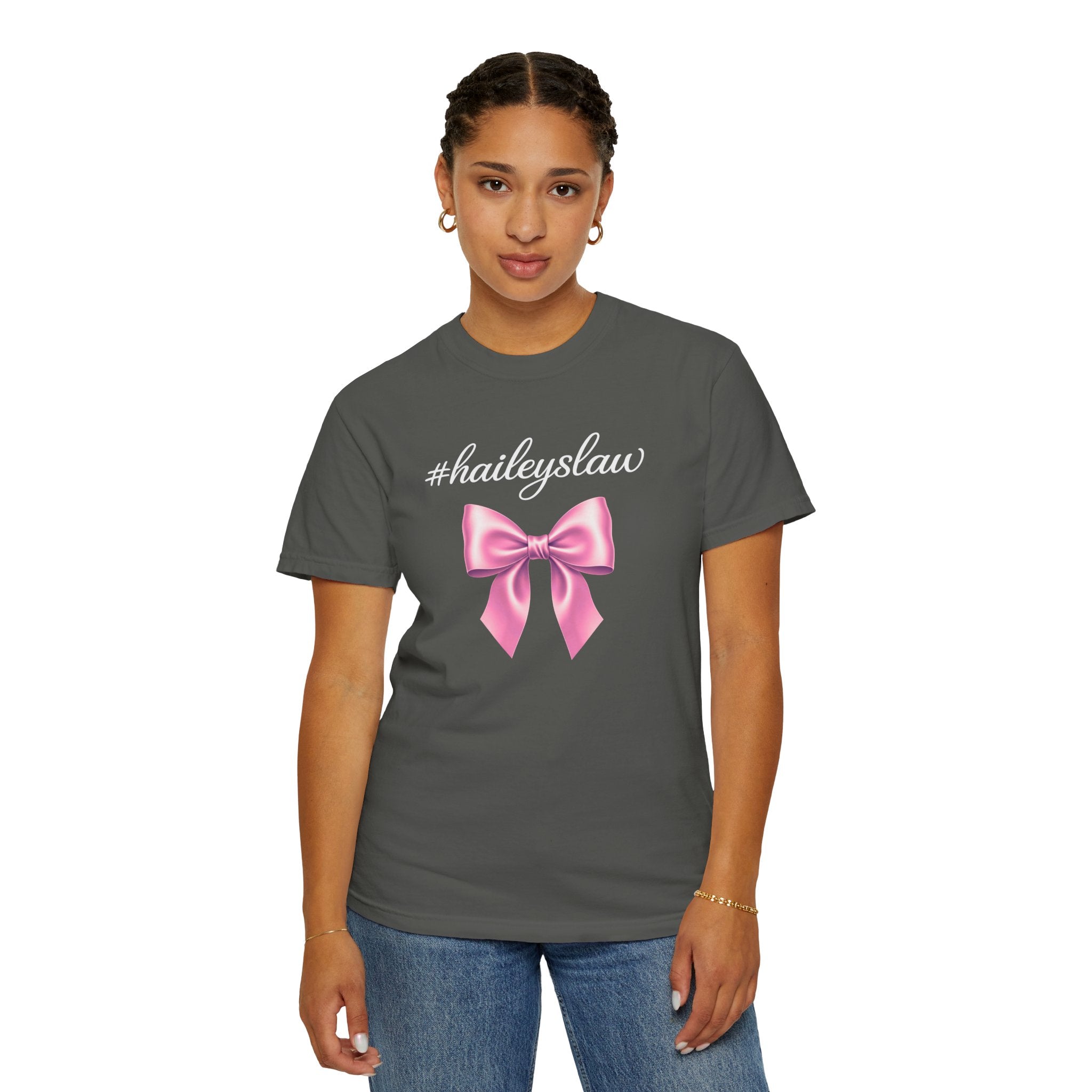 Hailey's Law Pink Bow Tee