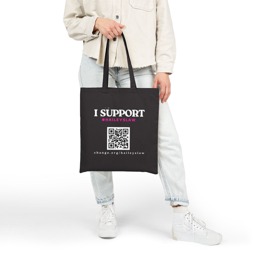 Support Hailey's Law Cotton Canvas Tote - QR Petition