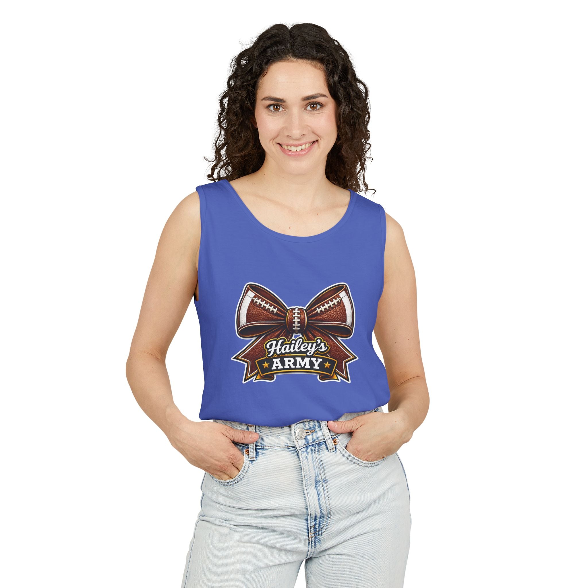 Hailey's Army Football Bow Tank Top