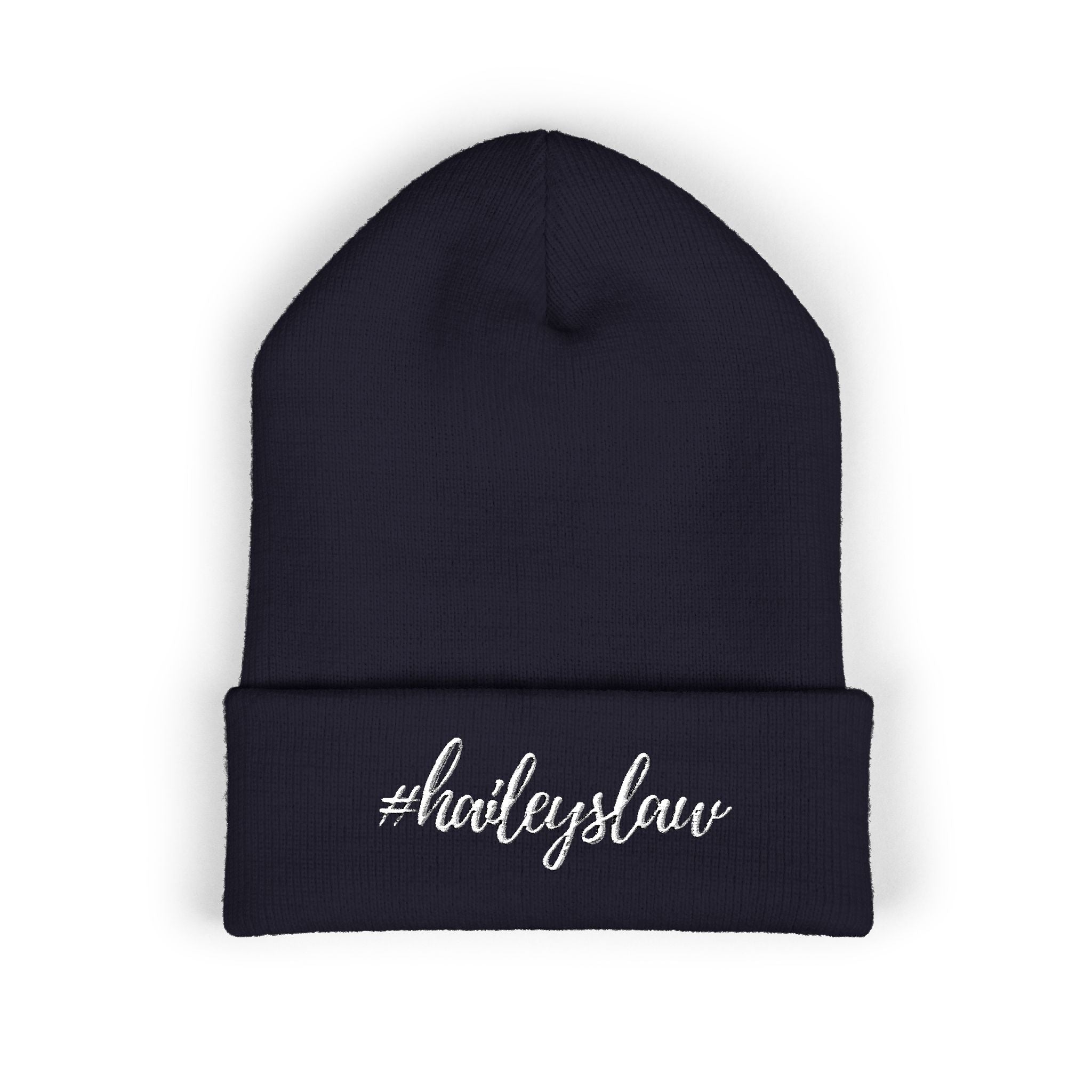#haileyslaw Embroidered Cuffed Beanie