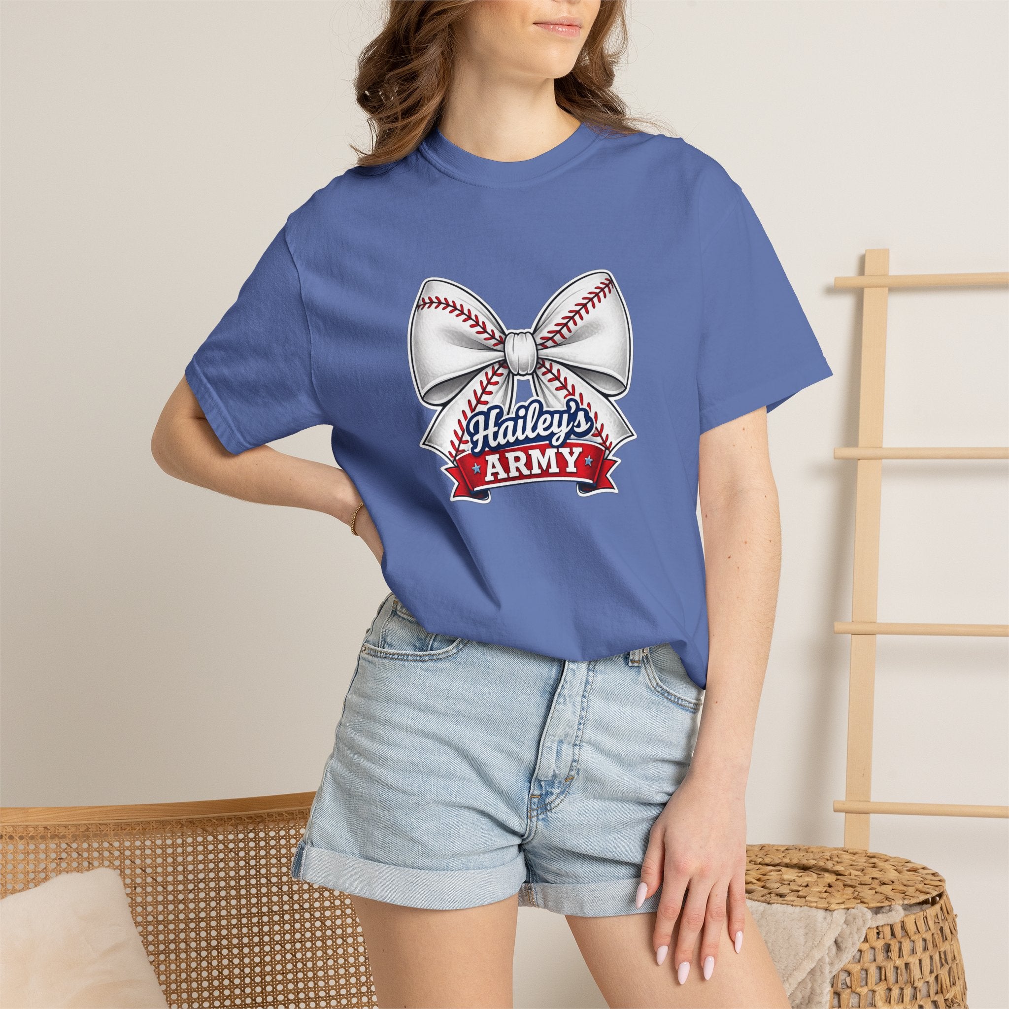 Hailey's Army Baseball Bow Tee