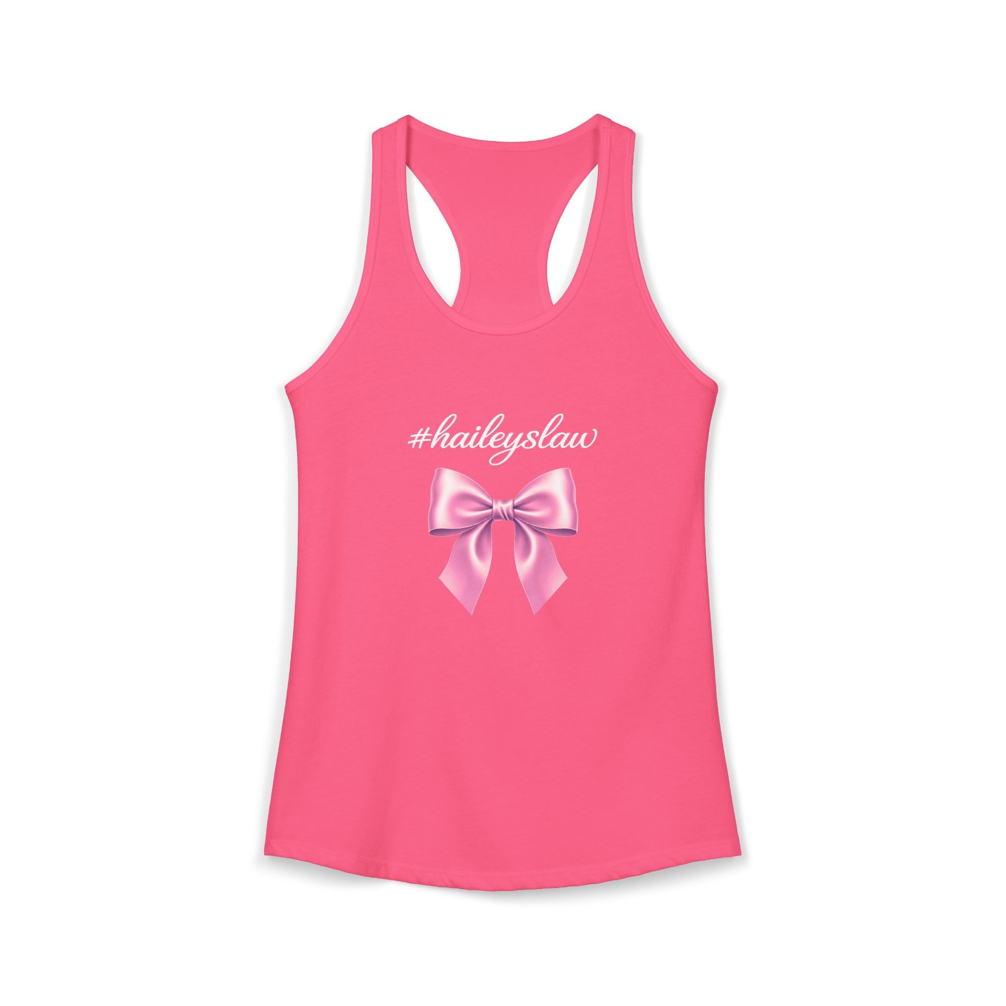 Hailey's Law Pink Bow Racerback Tank