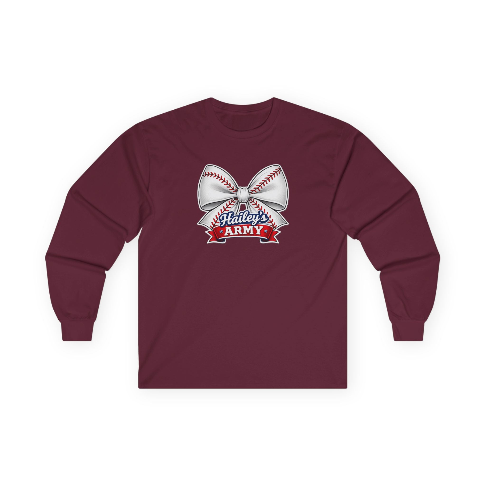 Hailey's Army Baseball Bow Long Sleeve Tee