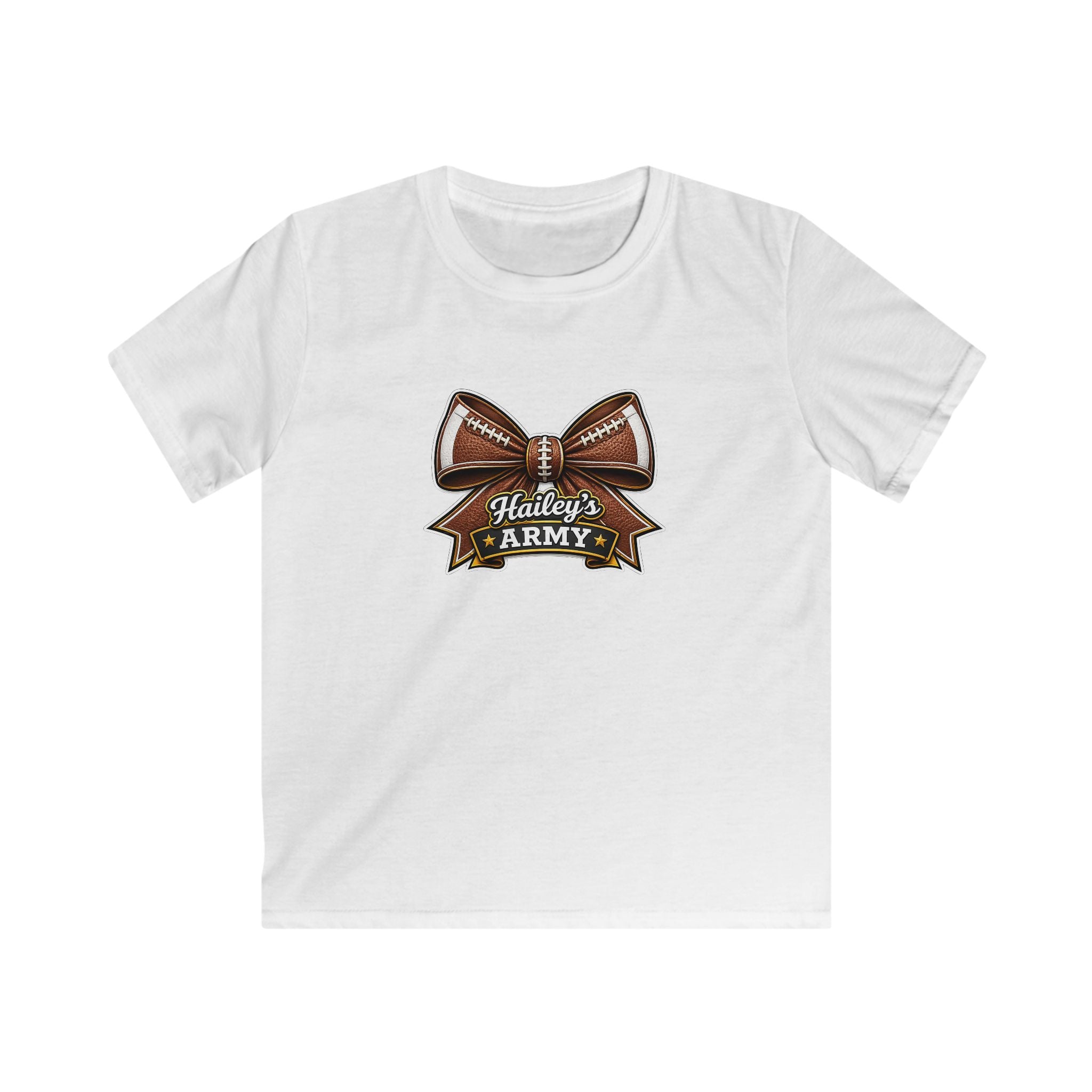 YOUTH - Hailey's Army Football Bow Tee