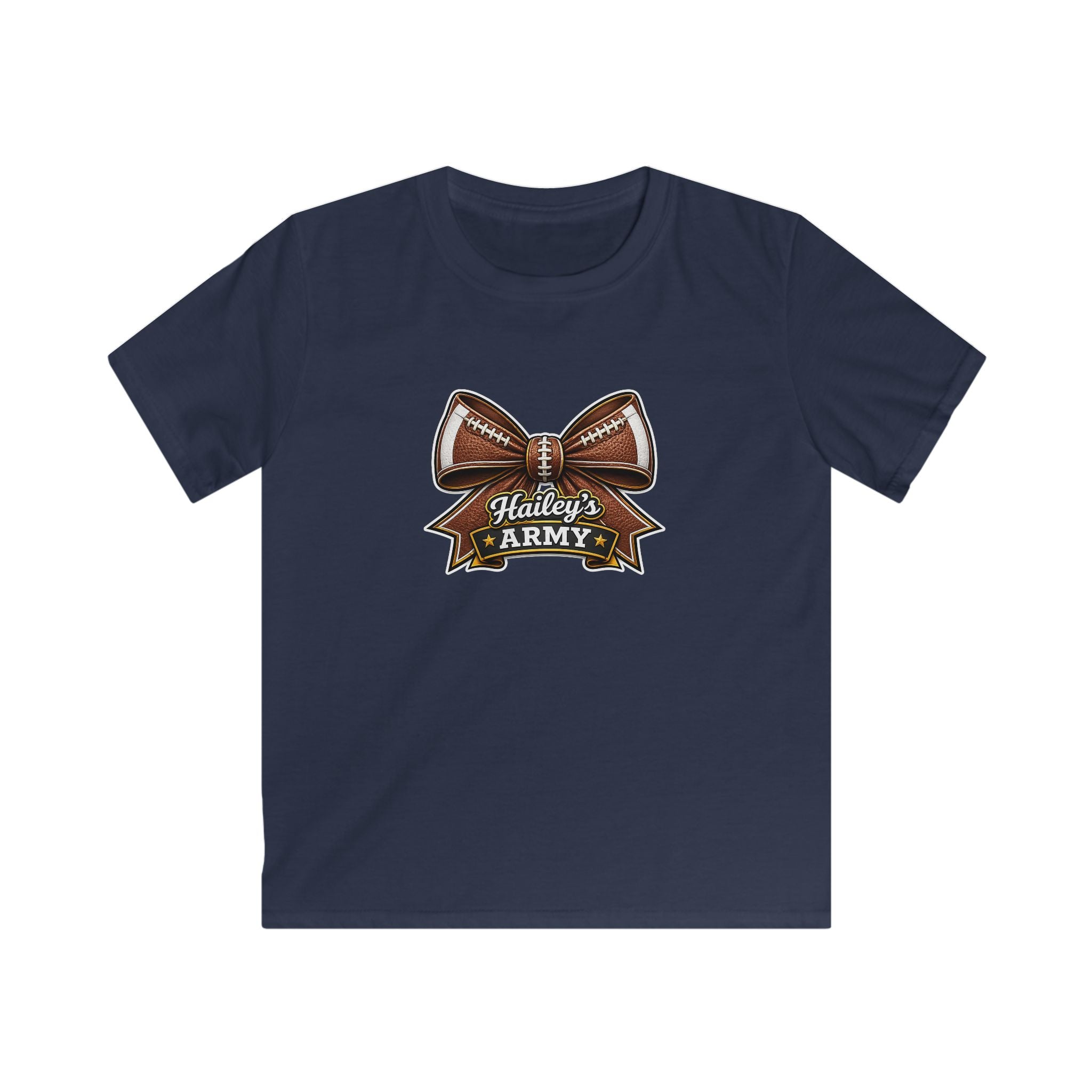 YOUTH - Hailey's Army Football Bow Tee