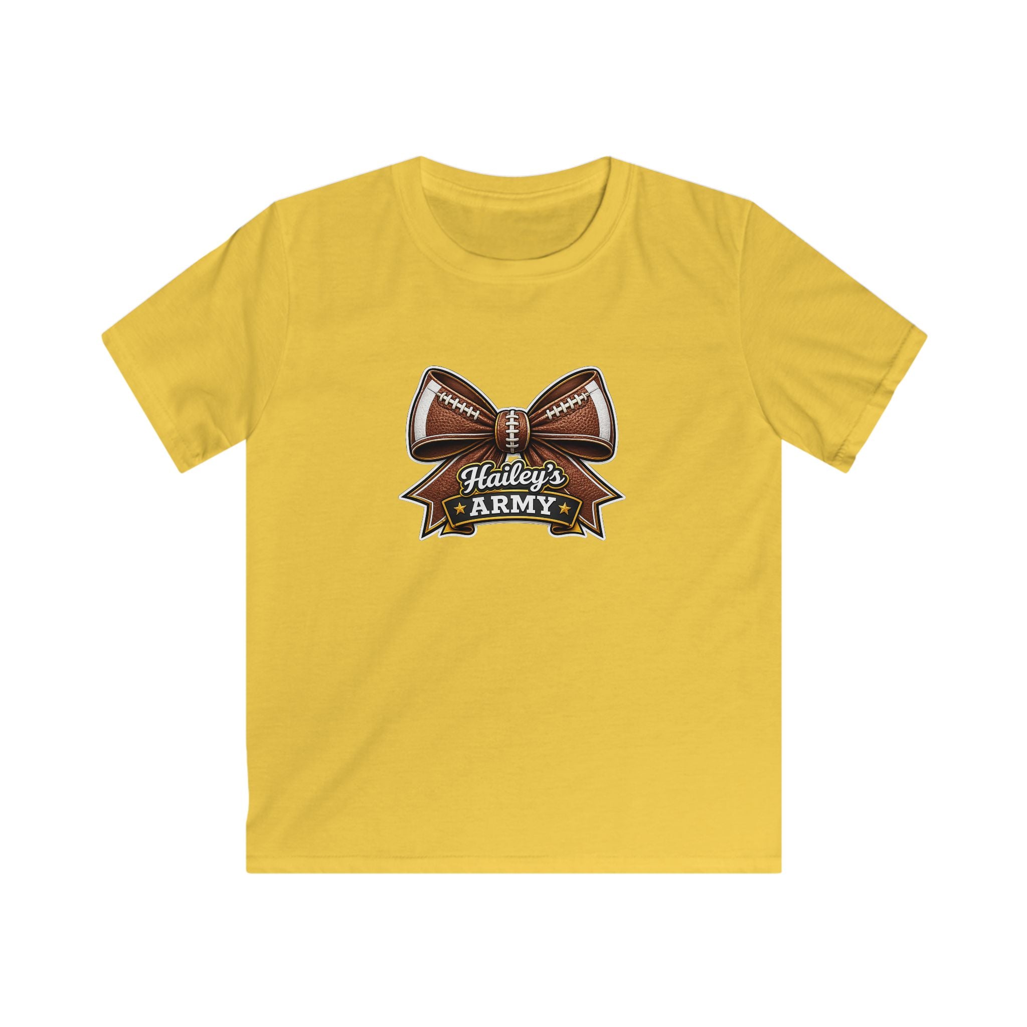 YOUTH - Hailey's Army Football Bow Tee