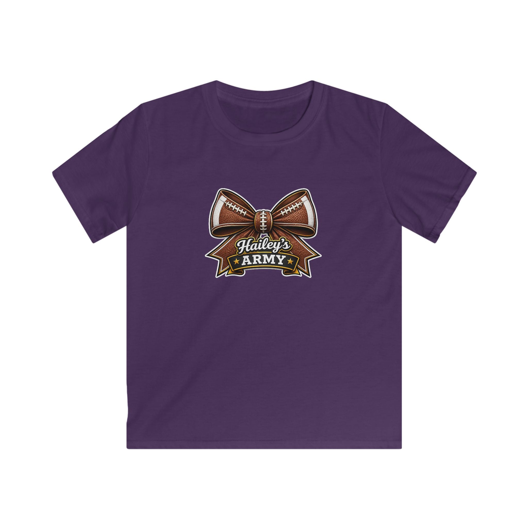YOUTH - Hailey's Army Football Bow Tee