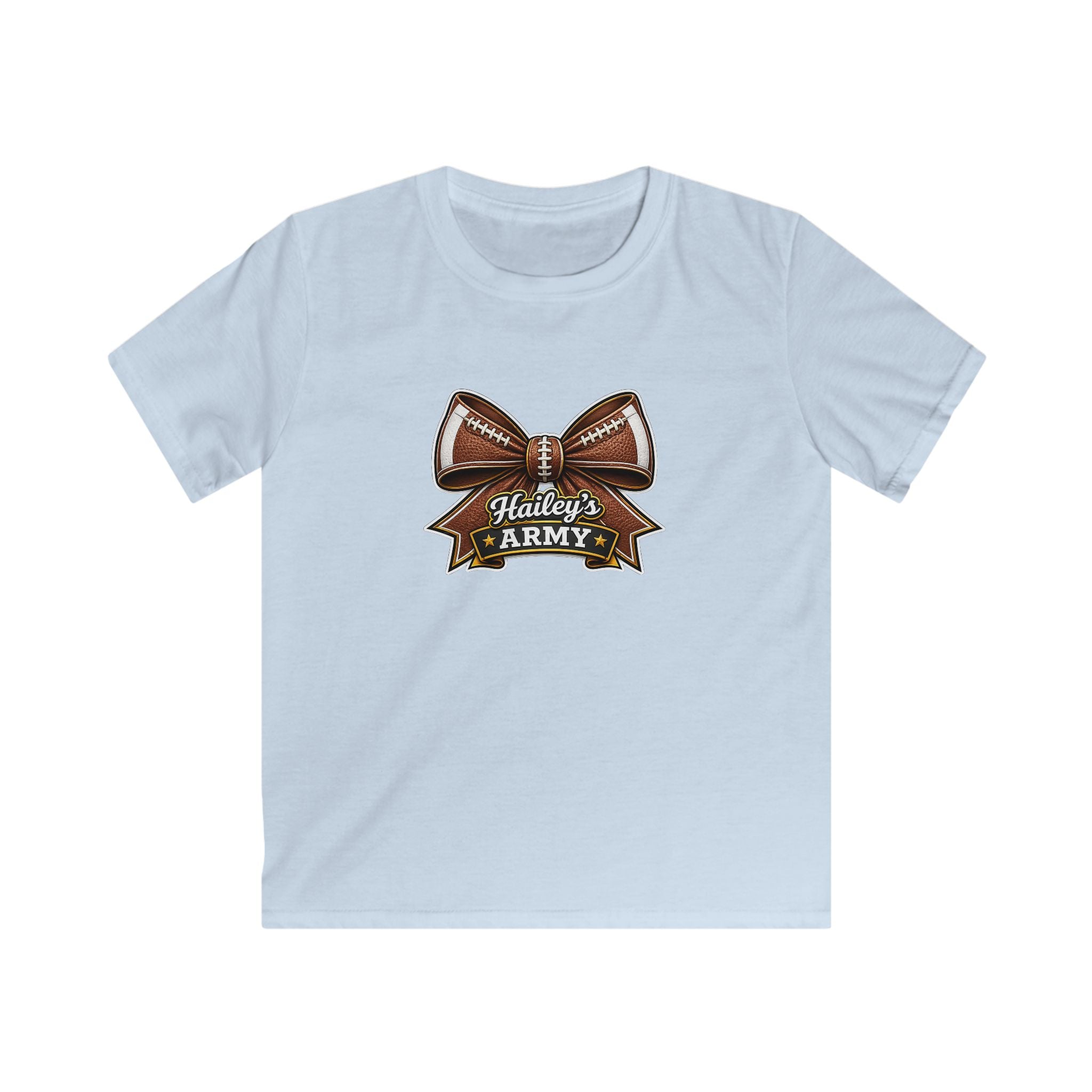 YOUTH - Hailey's Army Football Bow Tee