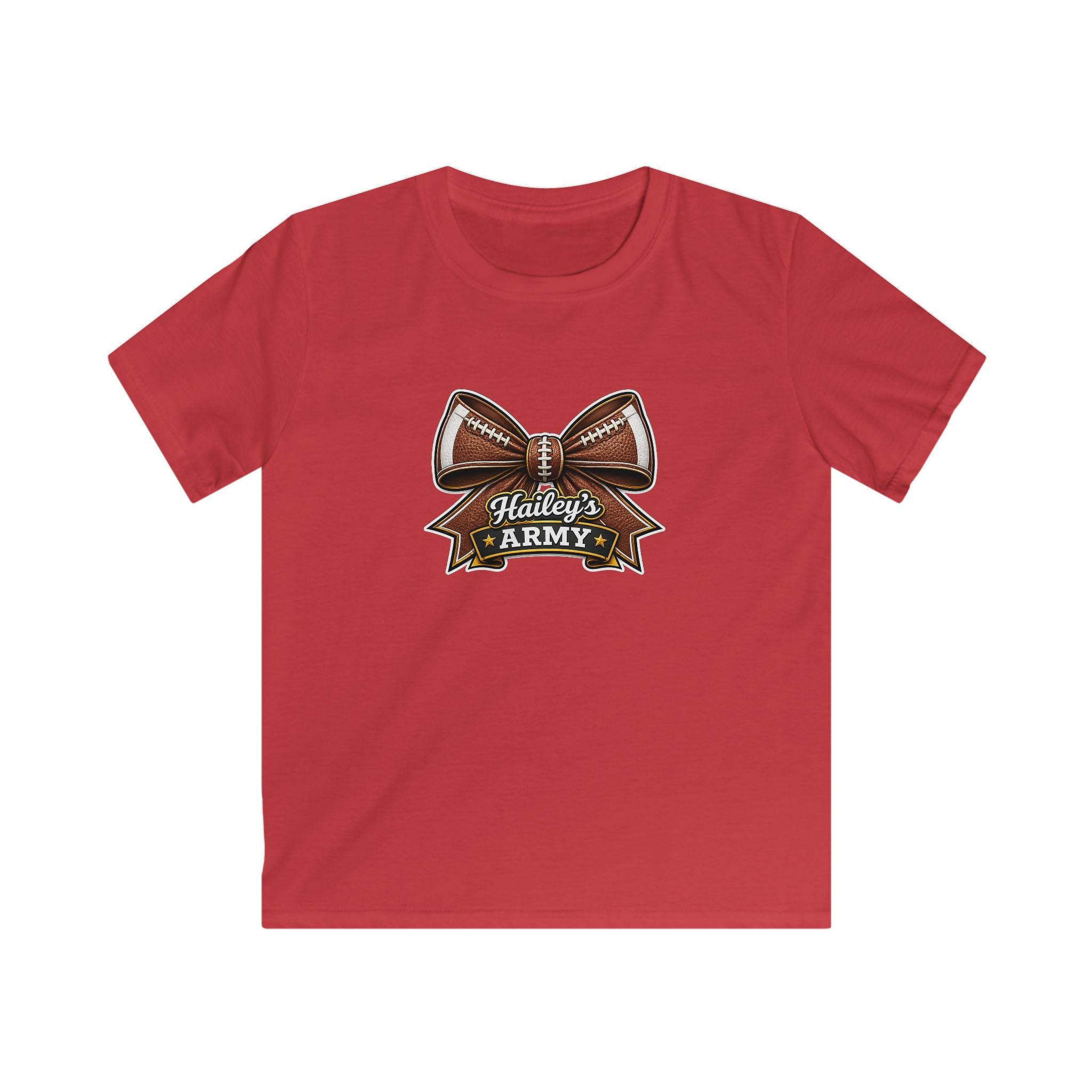 YOUTH - Hailey's Army Football Bow Tee