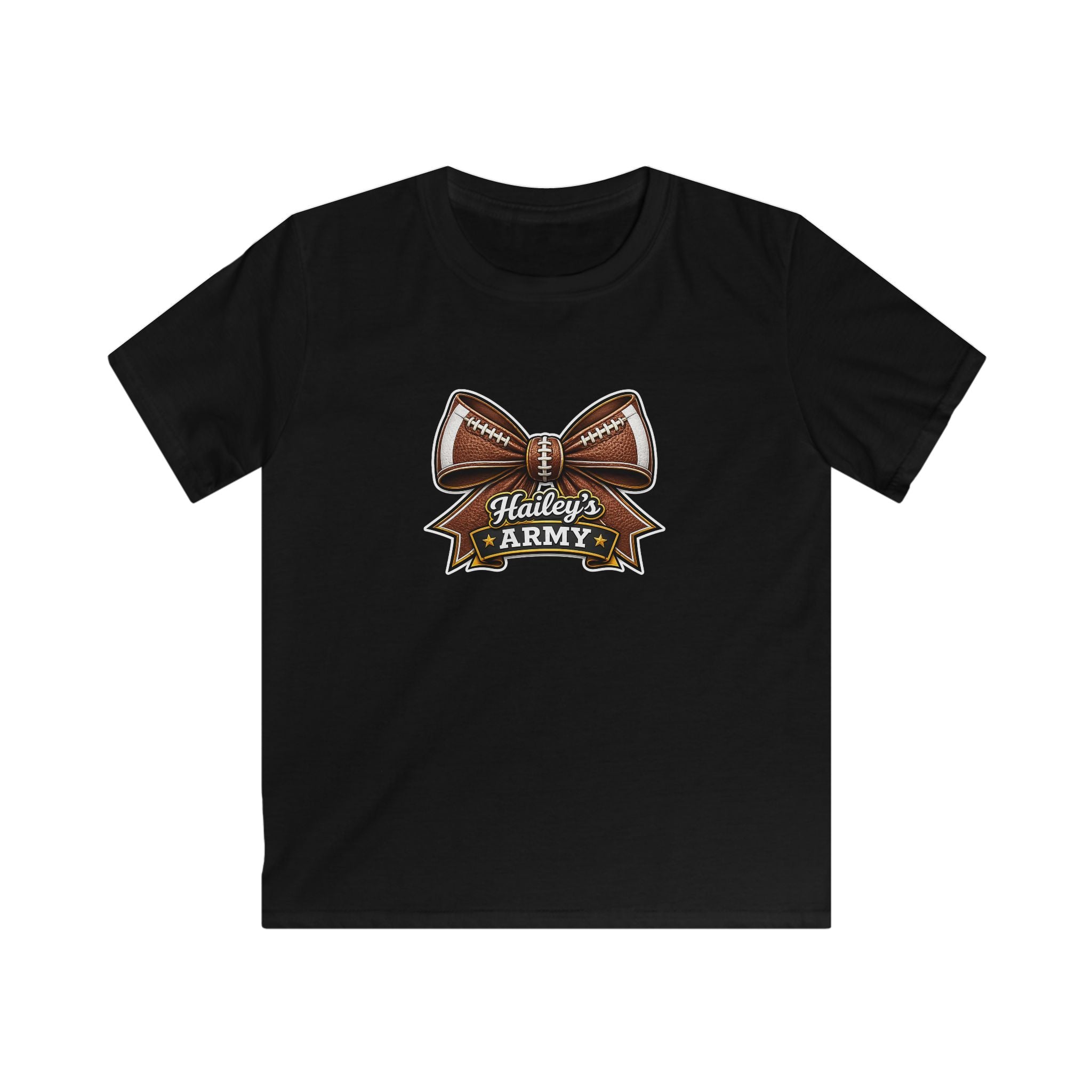YOUTH - Hailey's Army Football Bow Tee