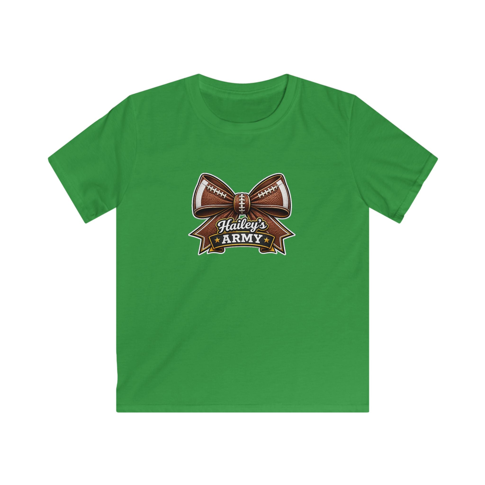 YOUTH - Hailey's Army Football Bow Tee