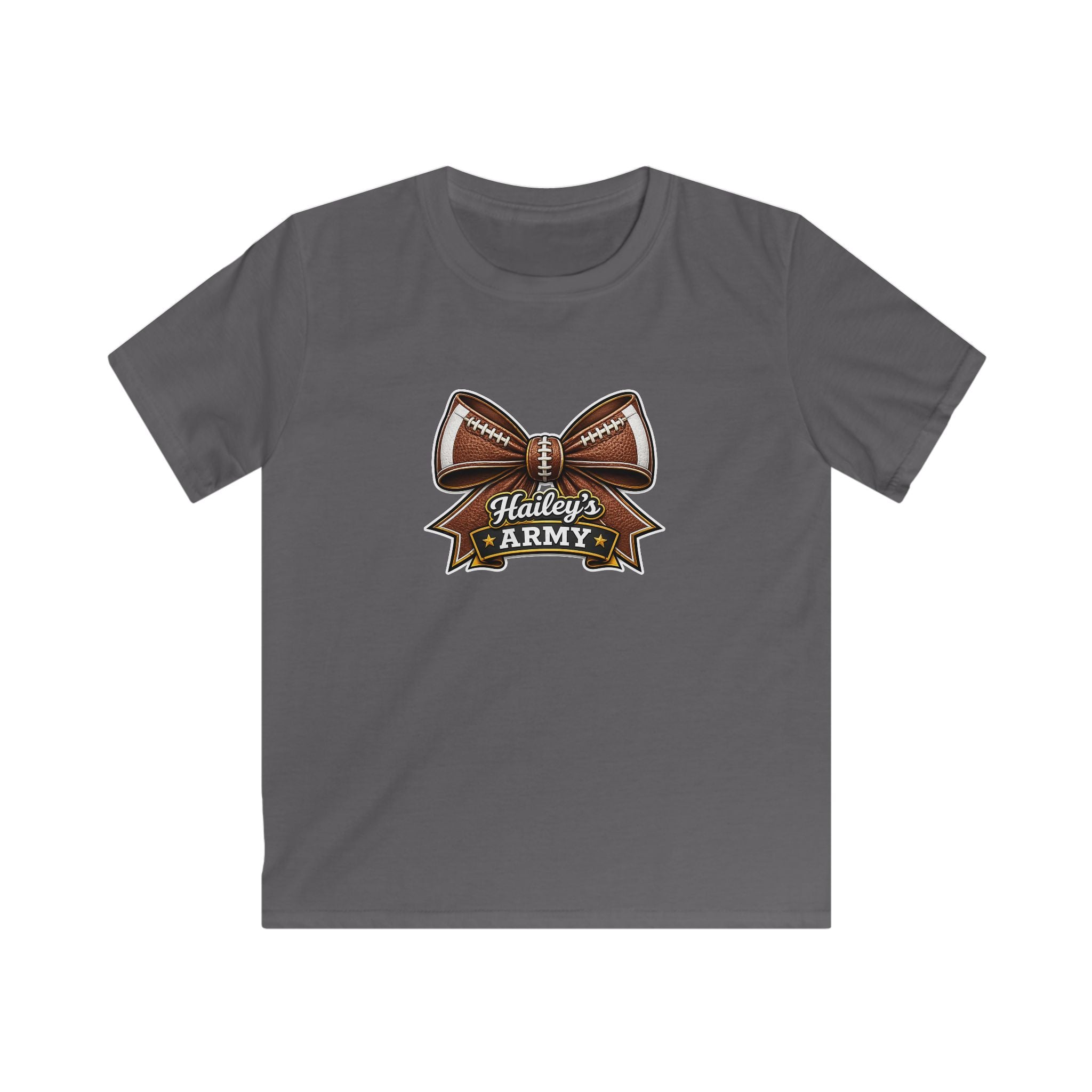 YOUTH - Hailey's Army Football Bow Tee