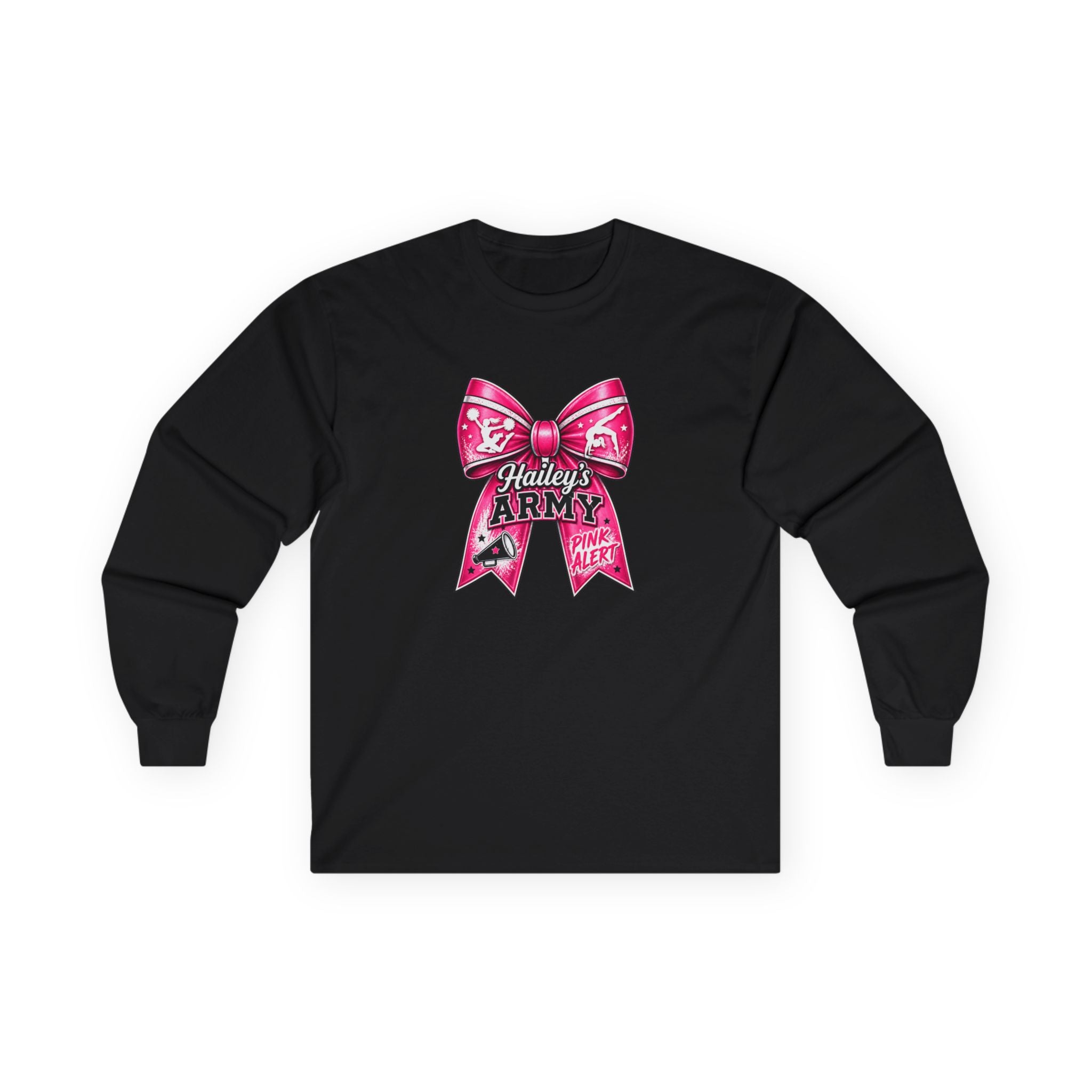 Hailey's Army Cheer/Gymnastics Bow Long Sleeve Tee