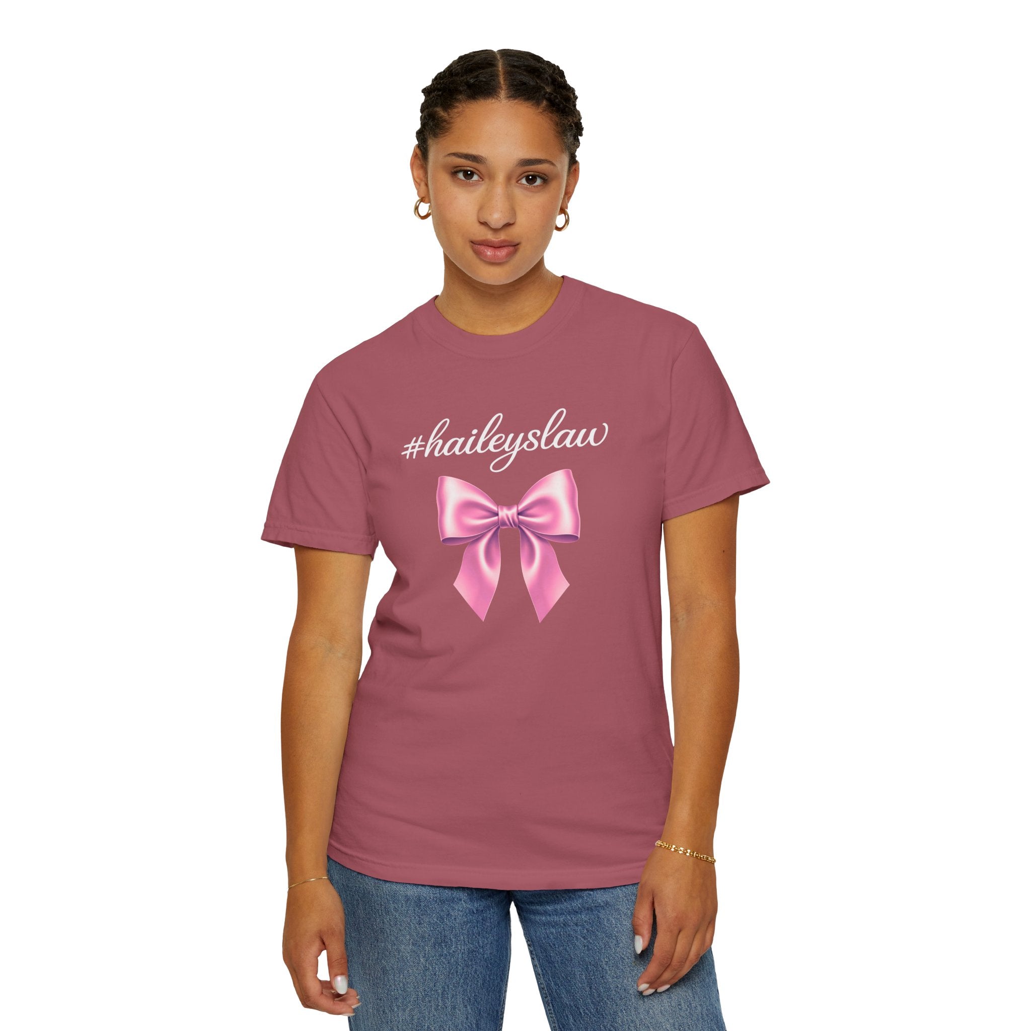 Hailey's Law Pink Bow Tee