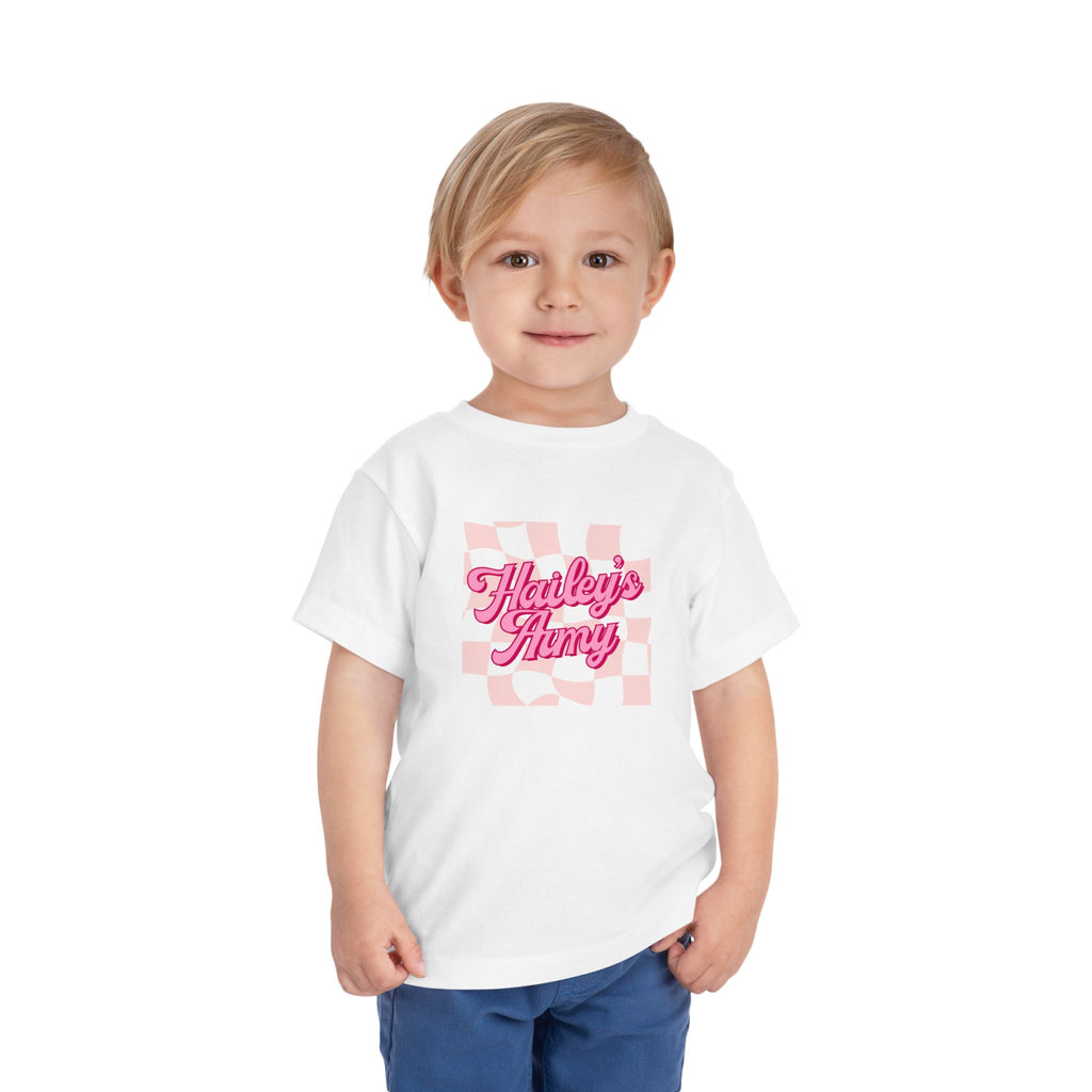 Hailey's Army Pink/Blue Retro Checkerboard Tee - TODDLER