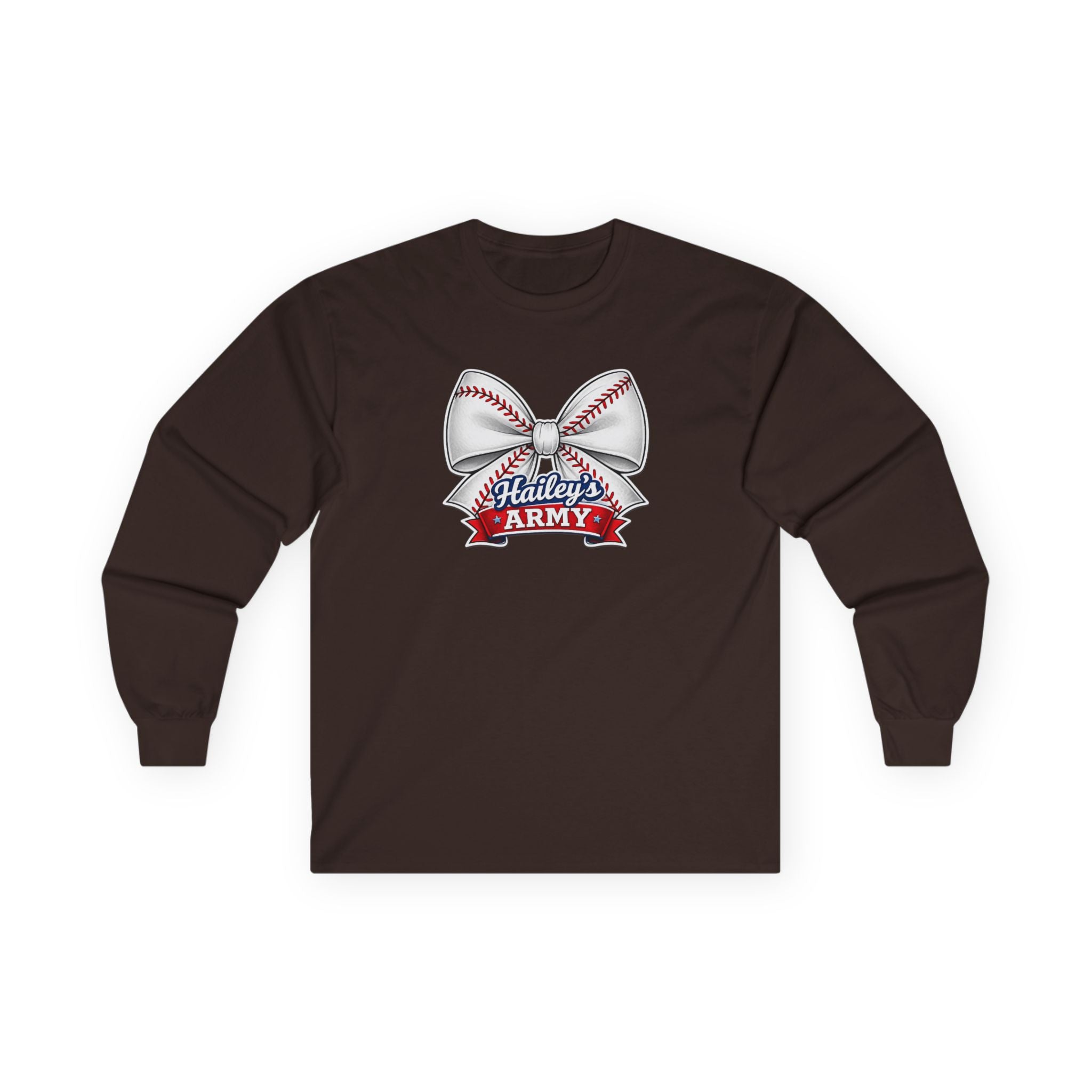 Hailey's Army Baseball Bow Long Sleeve Tee
