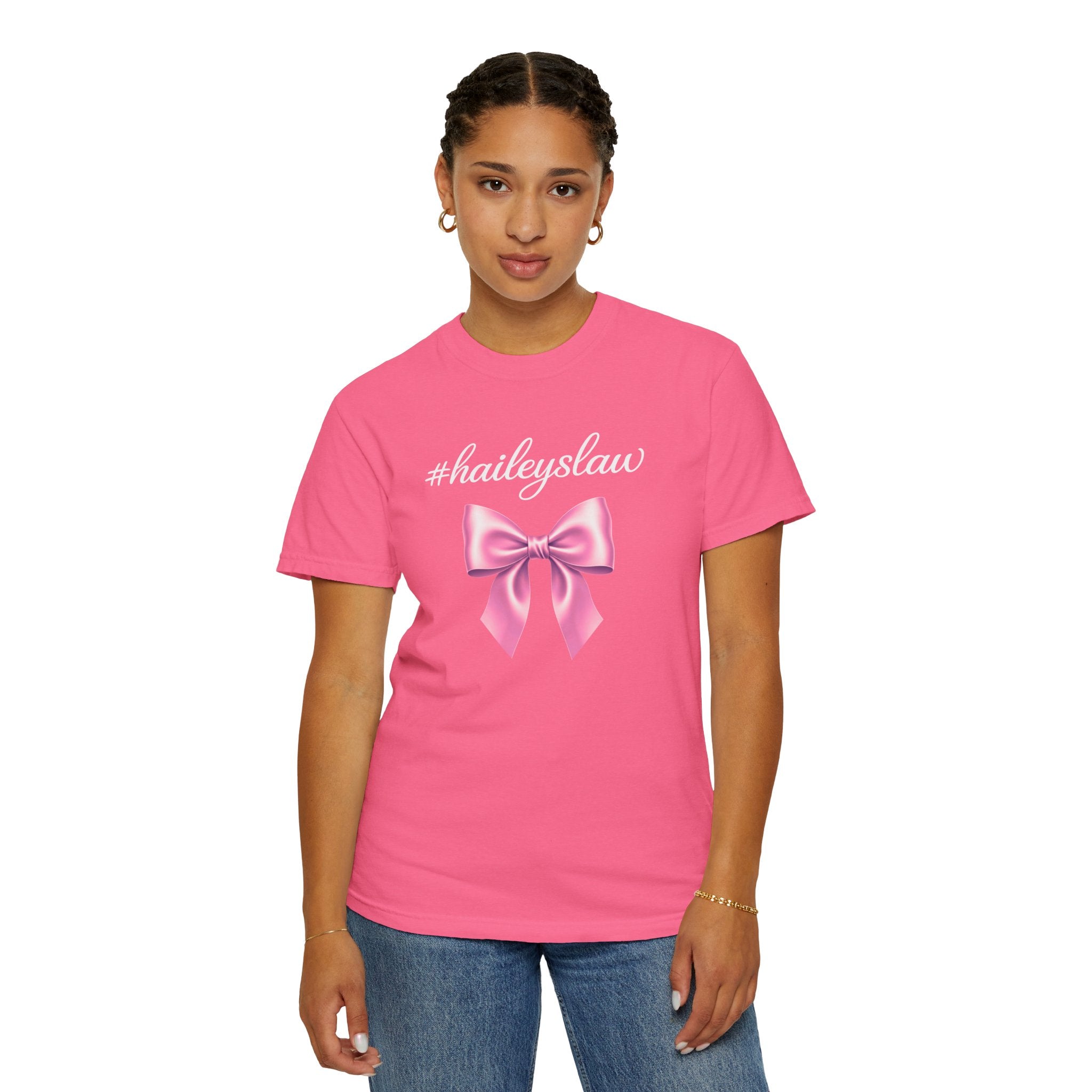 Hailey's Law Pink Bow Tee