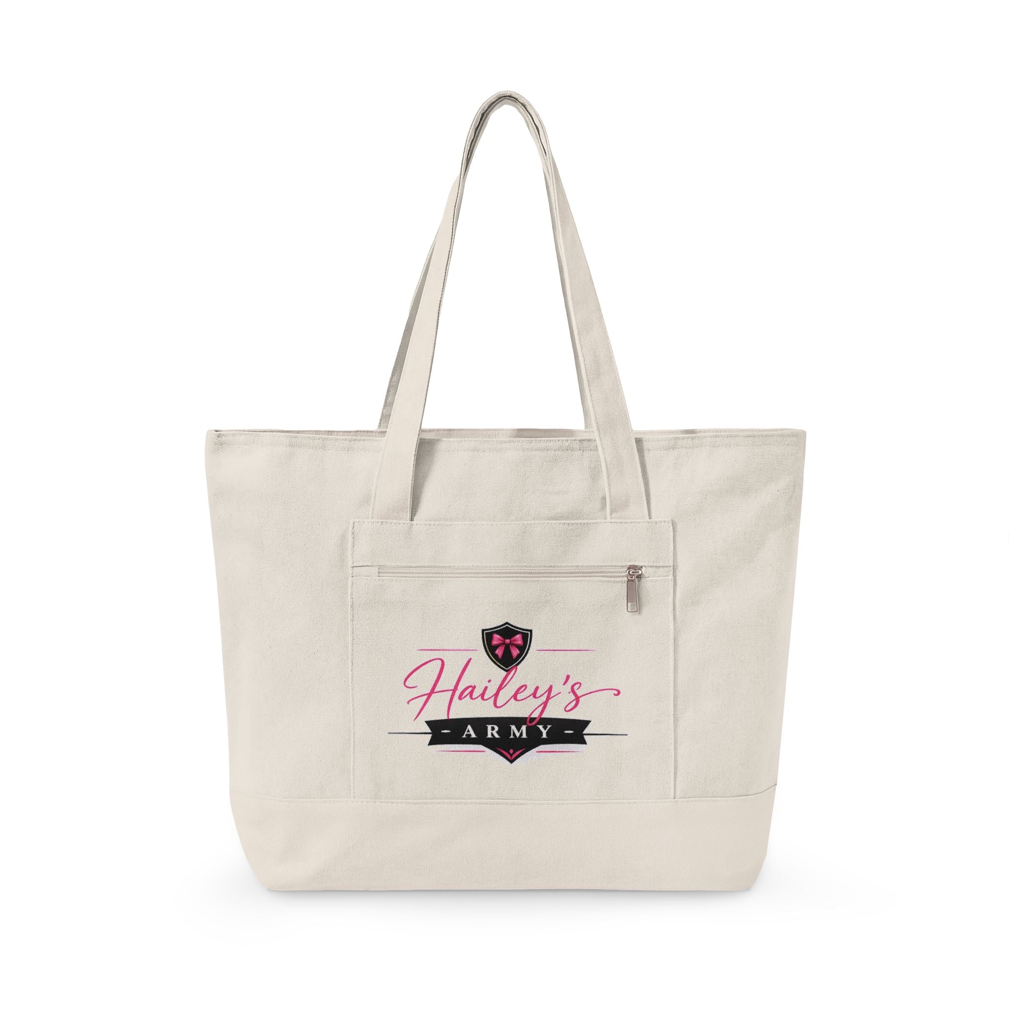 Hailey's Army Zippered Canvas Tote - QR Petition