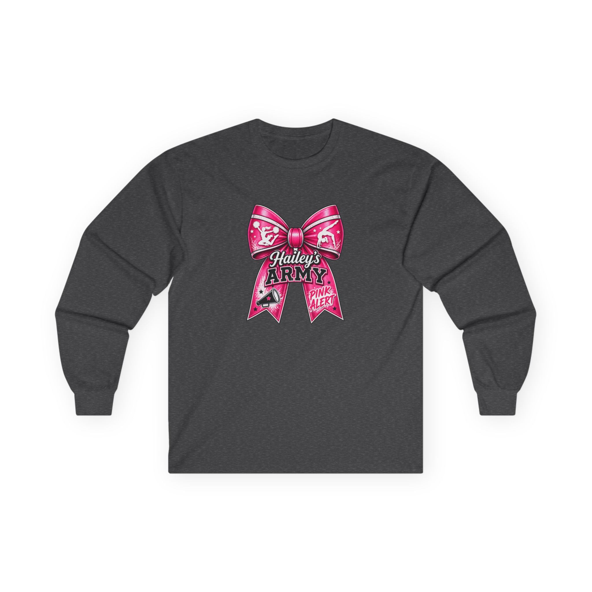 Hailey's Army Cheer/Gymnastics Bow Long Sleeve Tee