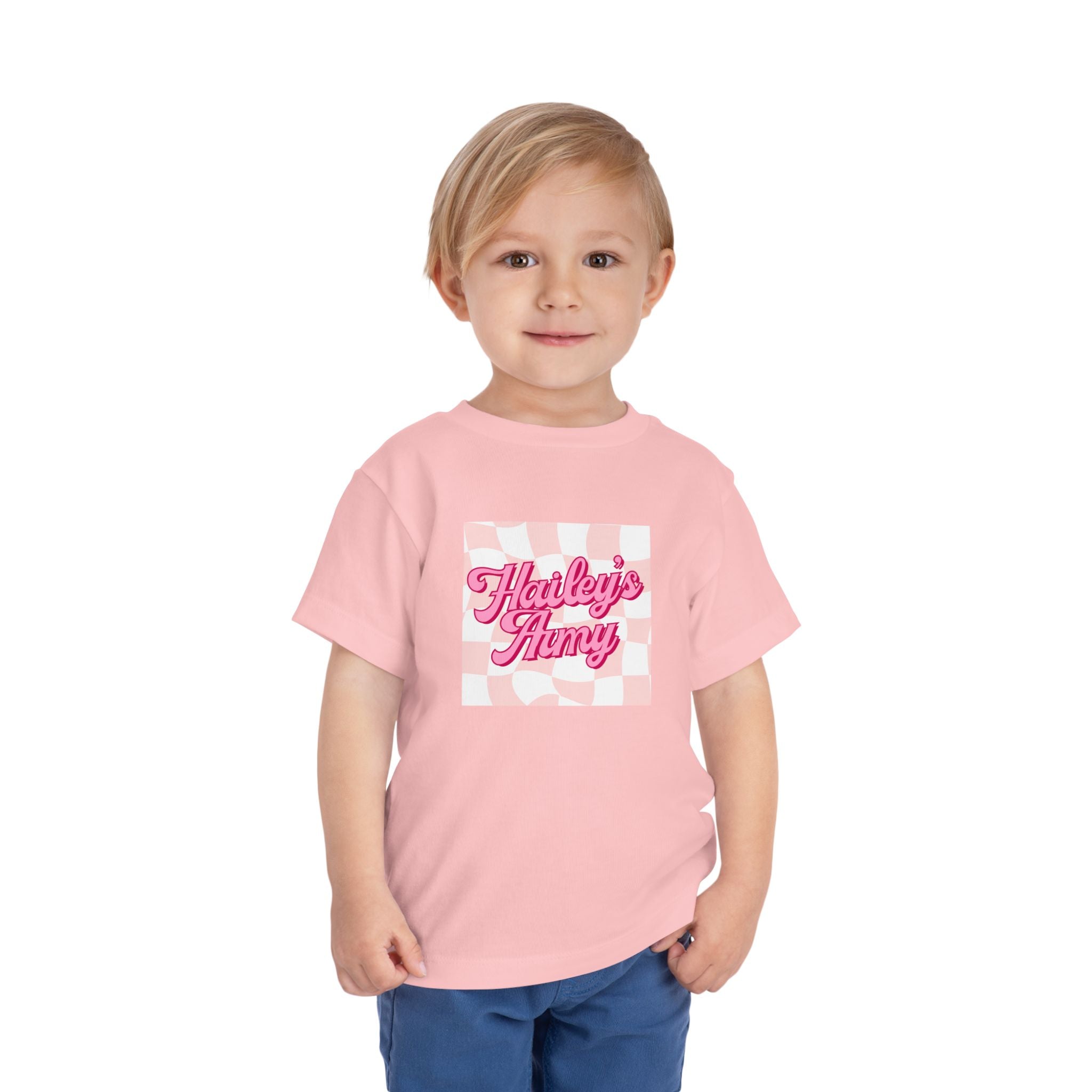 Hailey's Army Pink/Blue Retro Checkerboard Tee - TODDLER