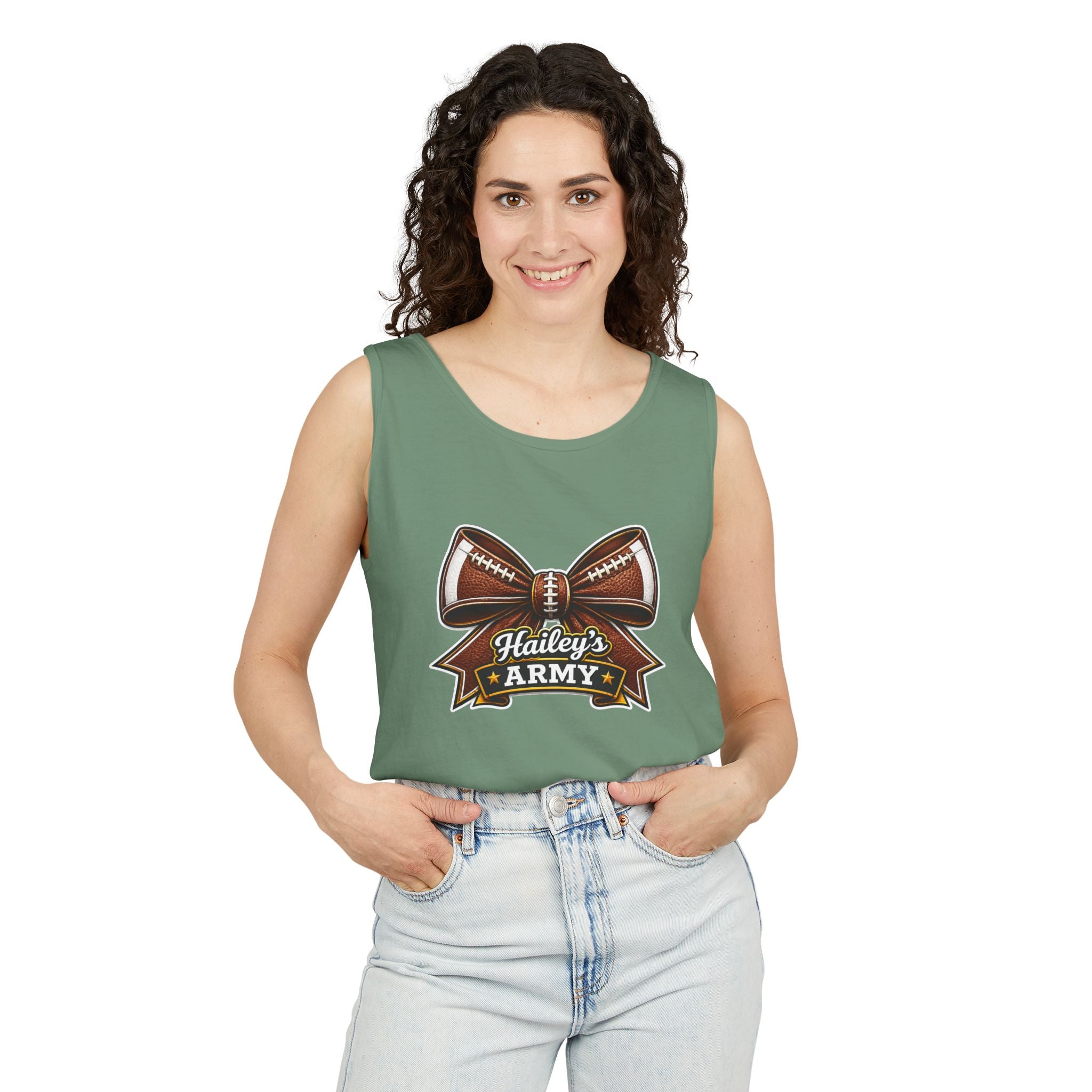 Hailey's Army Football Bow Tank Top