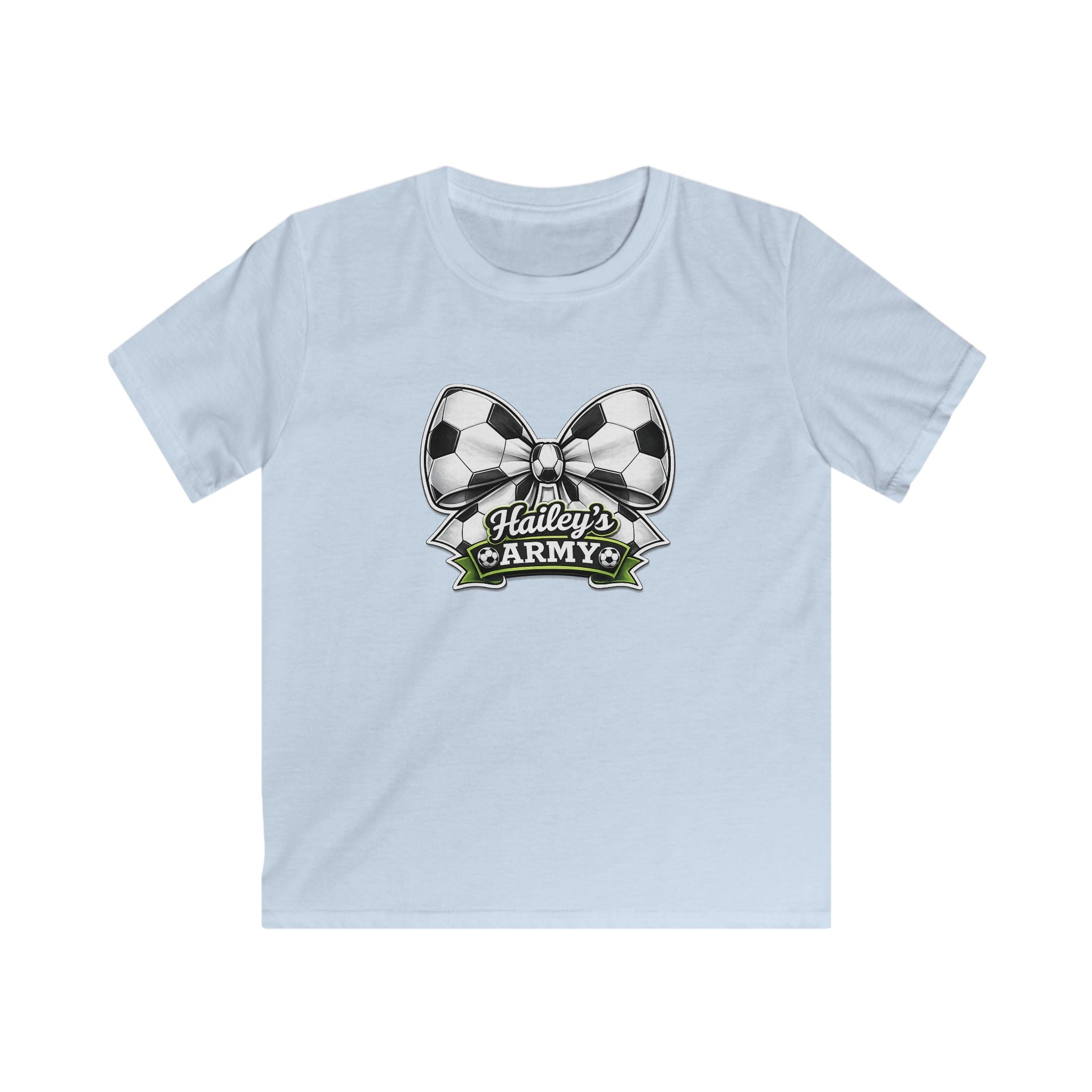 YOUTH - Hailey's Army Soccer Bow Tee