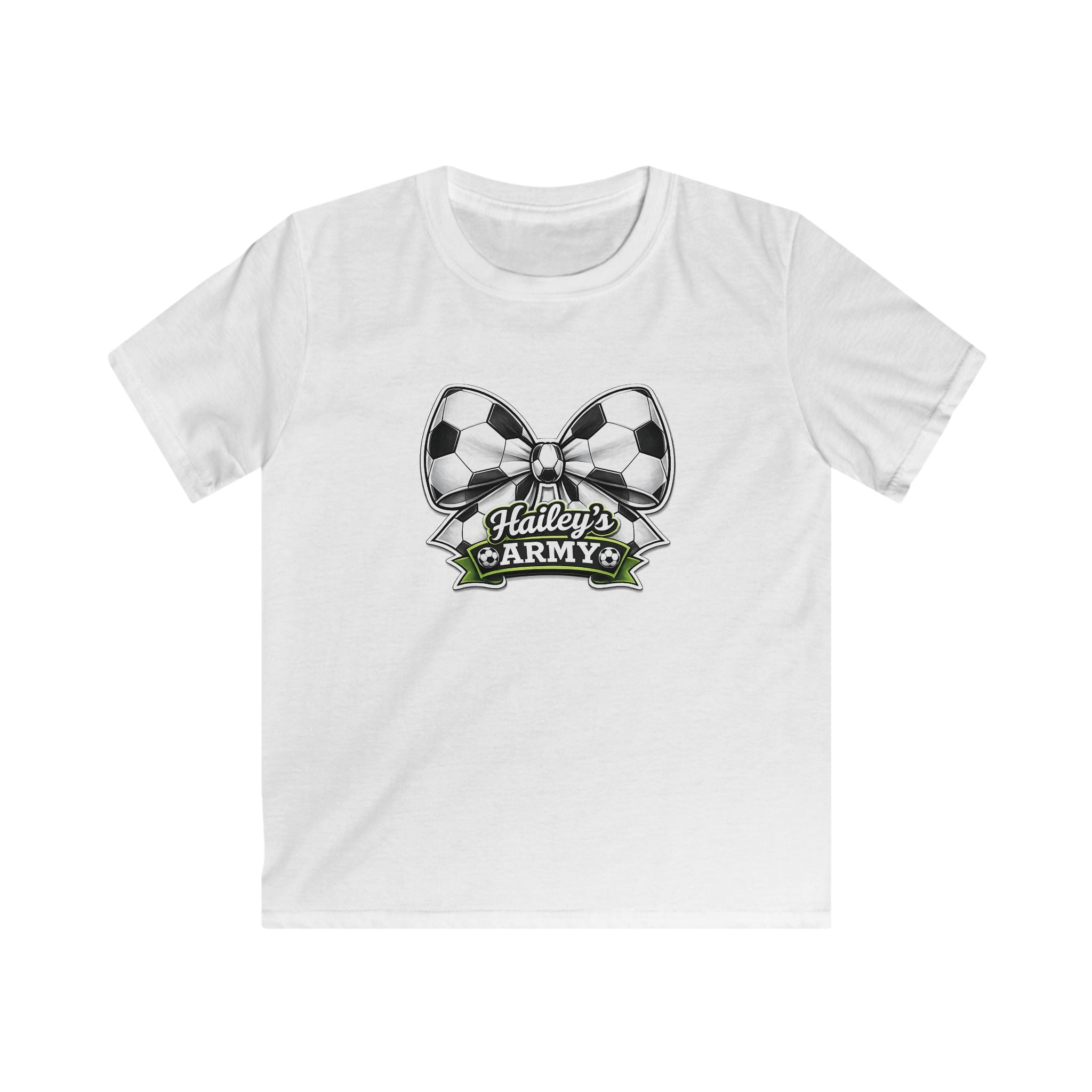 YOUTH - Hailey's Army Soccer Bow Tee