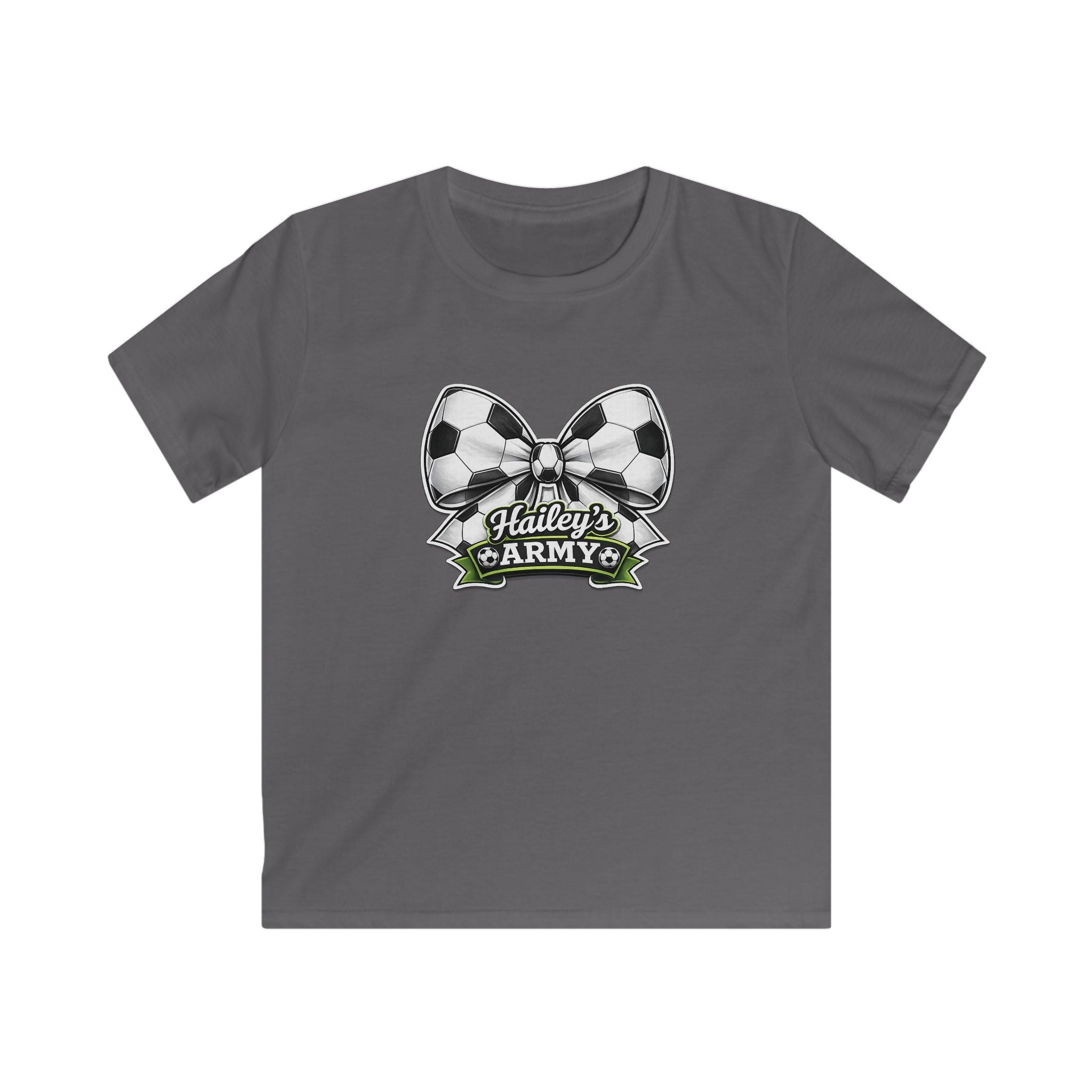 YOUTH - Hailey's Army Soccer Bow Tee