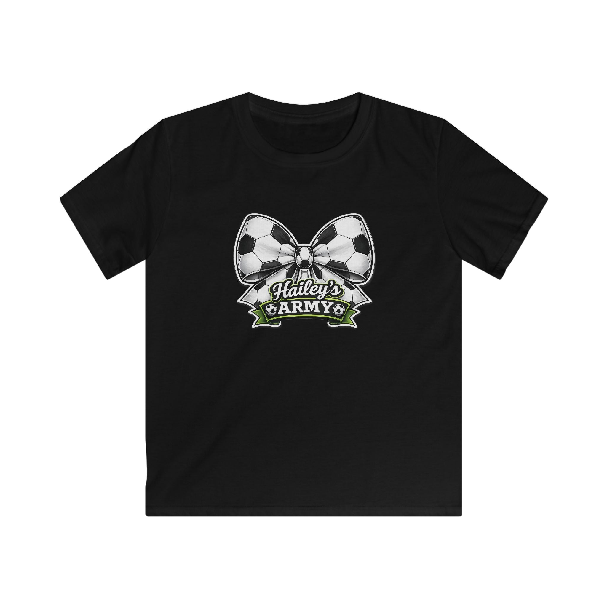 YOUTH - Hailey's Army Soccer Bow Tee