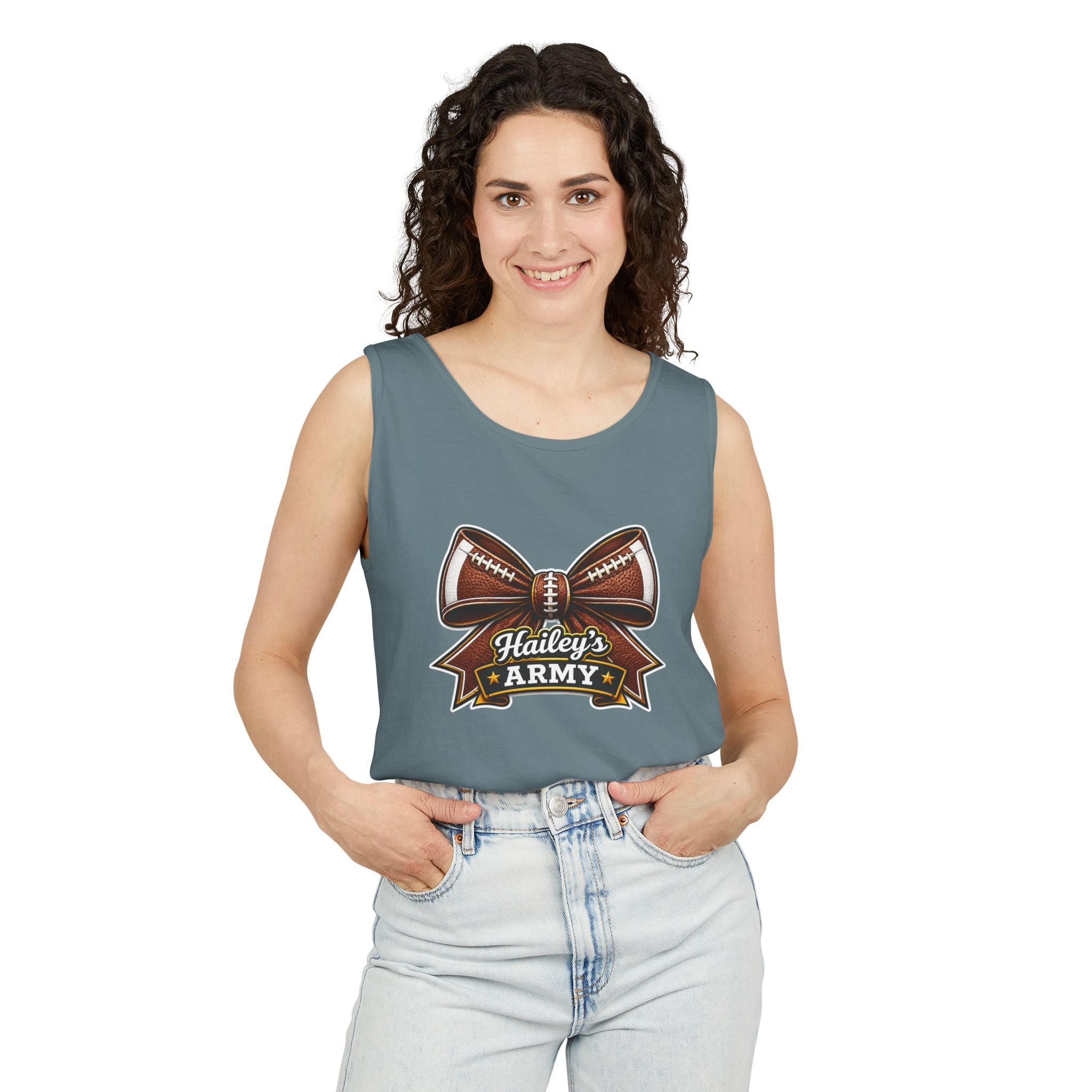 Hailey's Army Football Bow Tank Top