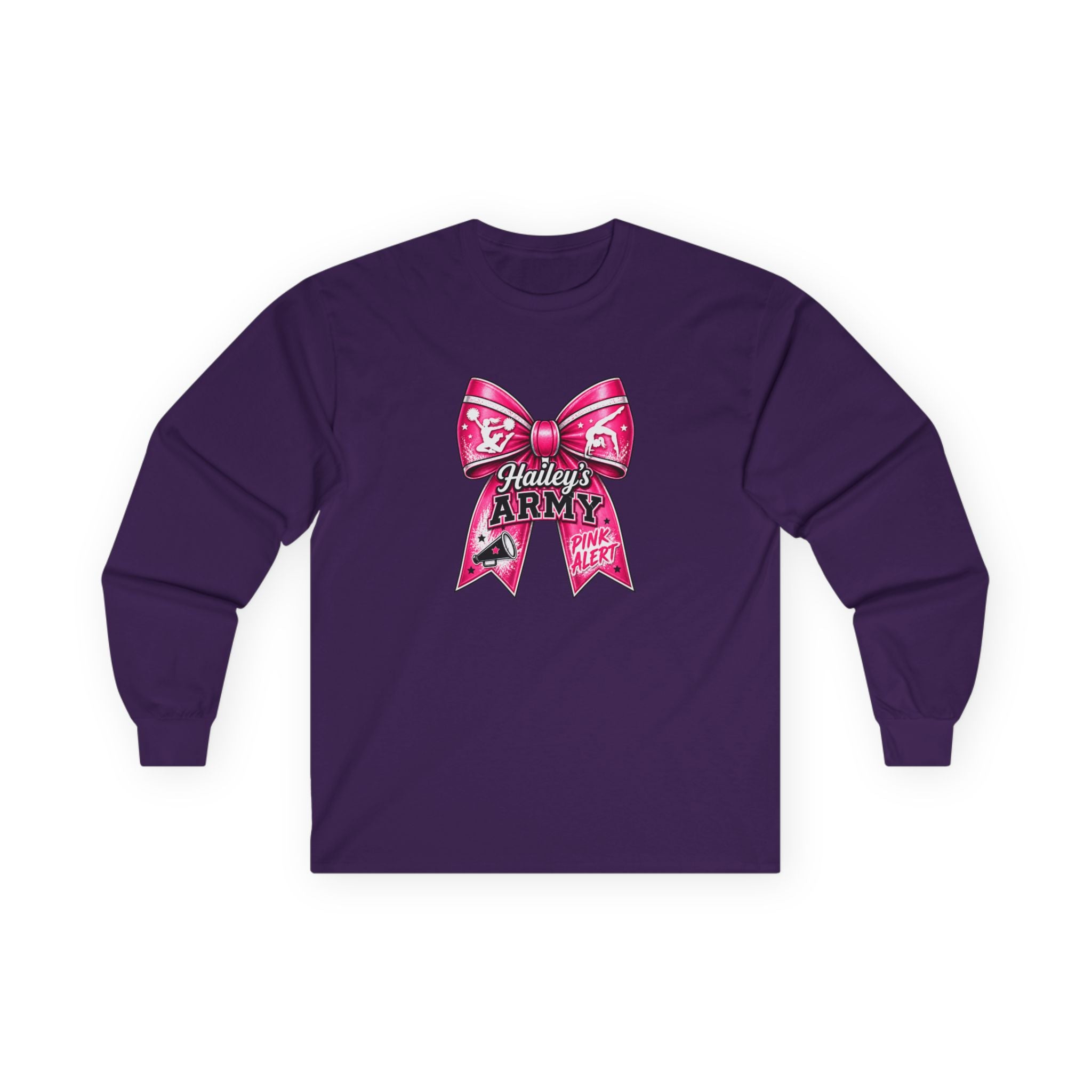Hailey's Army Cheer/Gymnastics Bow Long Sleeve Tee